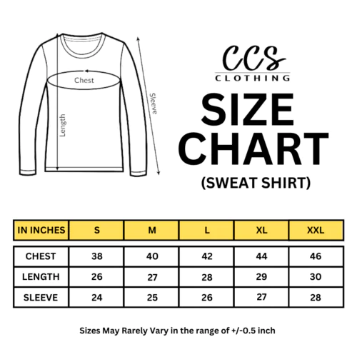 sweatshirt size chart